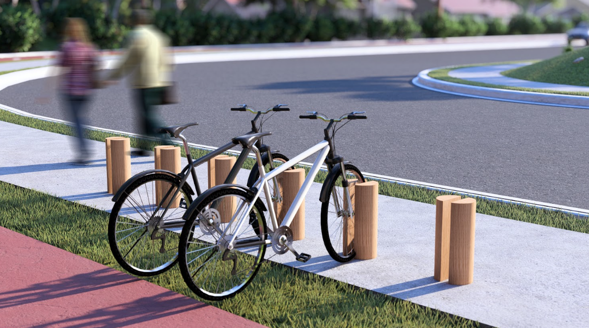Wood log Bike Rack